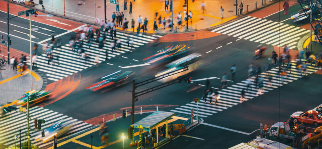 traffic crosses a busy intersection in shibuya to 2026 01 11 10 29 10 utc